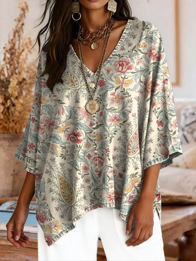 Women's Elegant Floral Decorative Pattern  Shirt