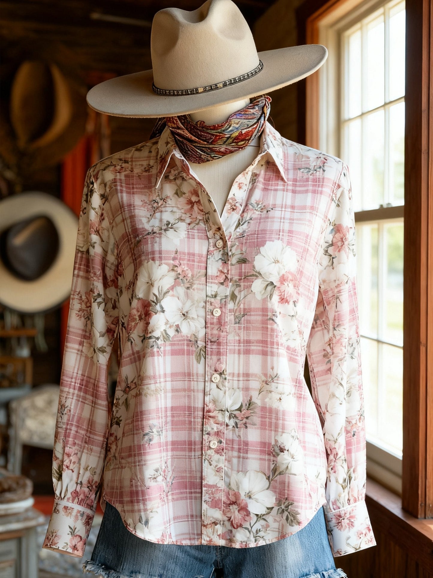 Women's Vintage Casual Western Long Sleeve Shirt