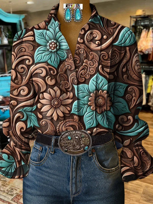 Women's Vintage Western Floral Shirt