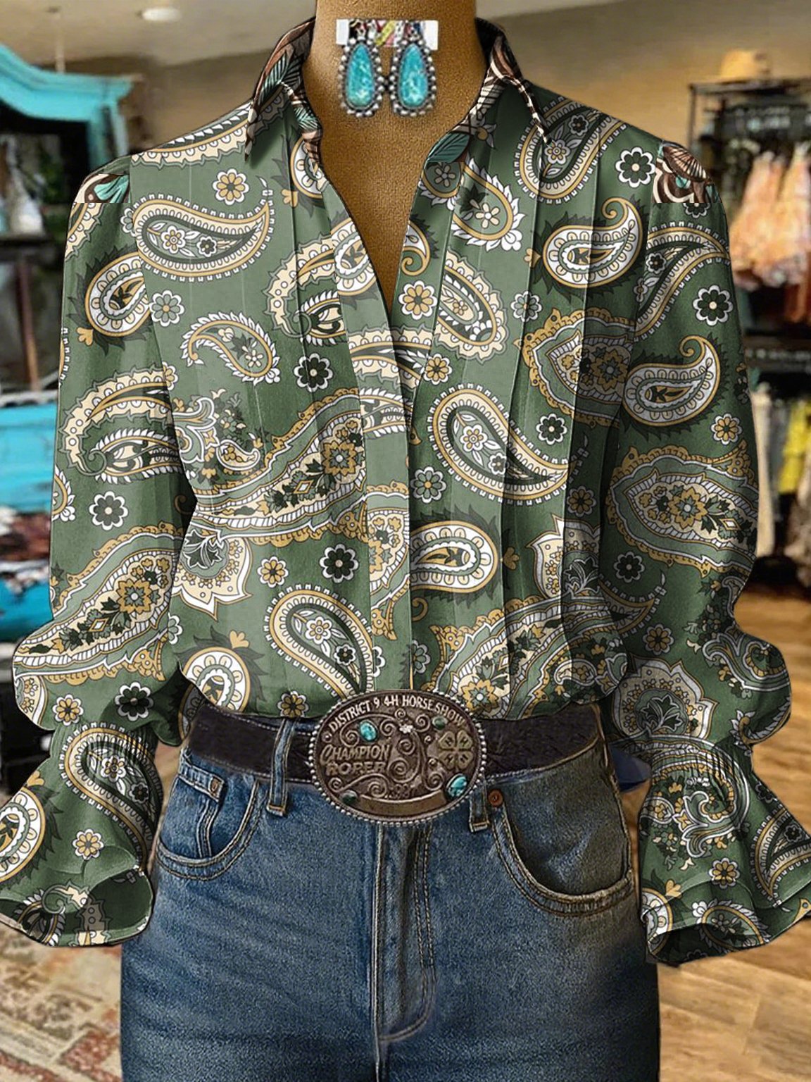 Women's Western Ethnic Print Shirt