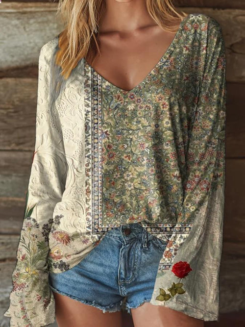 Women's Retro Print Long Sleeve T-Shirt