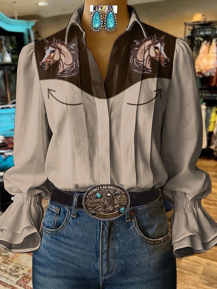 Women's Vintage Western Horse Shirt