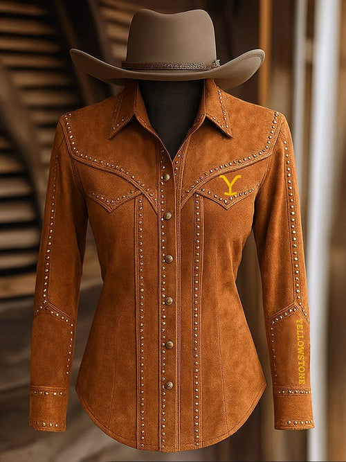 Women's Retro Western Print Long Sleeves Shirt