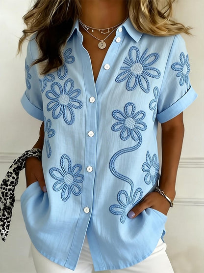 Women's Casual Collared Striped Print Shirt