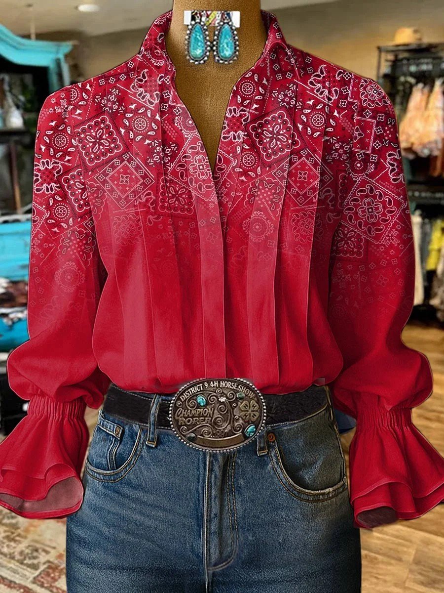 Women's Vintage Western Floral Shirt