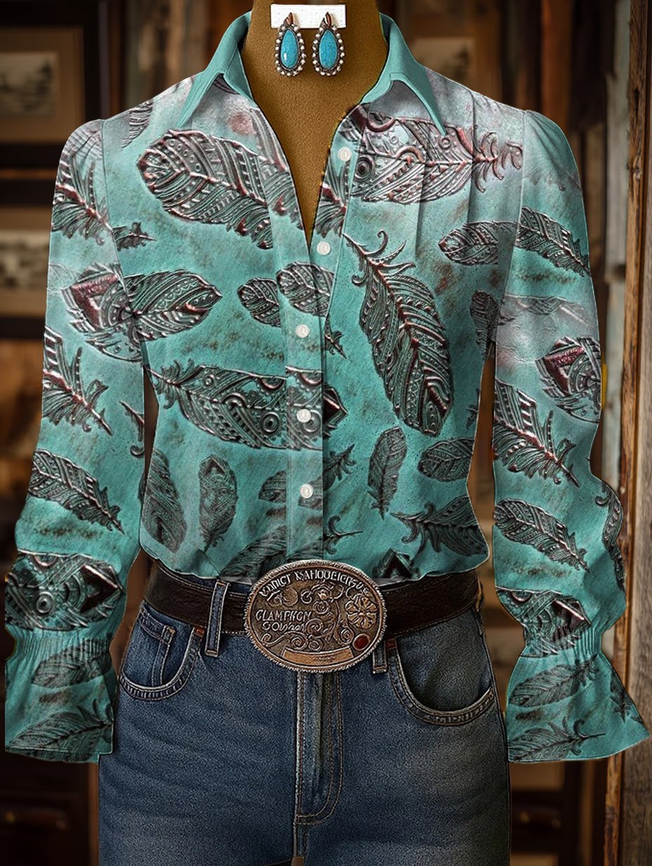 Women's casual western style pattern shirt