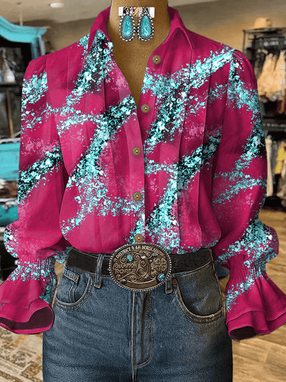 Women's Retro Western Print Shirt