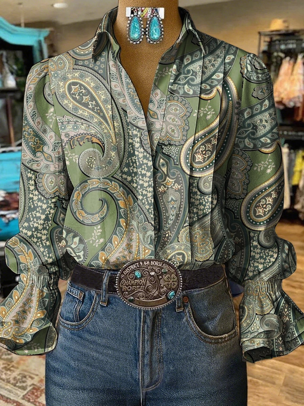 Women's Western Ethnic Print Shirt