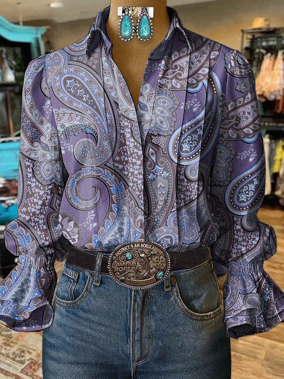 Women's Western Ethnic Print Shirt