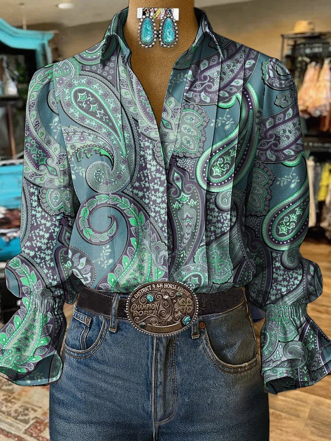 Women's Western Ethnic Print Shirt