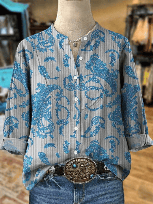 Women's Western Vintage Floral Print Shirt