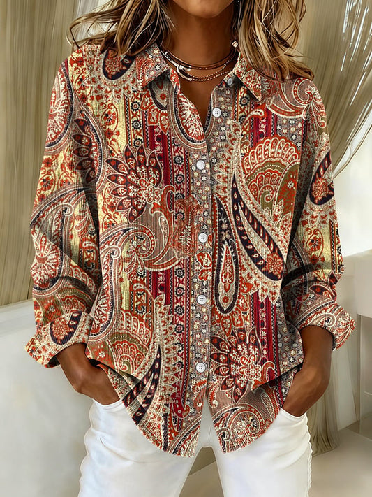Women's casual vintage corduroy shirt