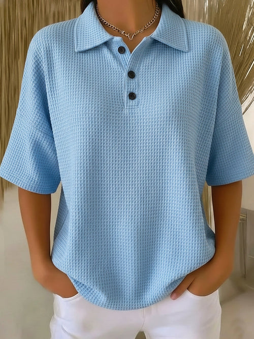 New Arrivals🔥Women's Casual Cozy Polo Collar Waffle Shirt