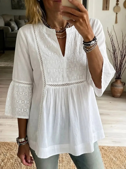 Bohemian Cotton and Linen Lace Blouse